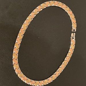 Vintage stainless steel two tone collar neckace-gold and silver tones